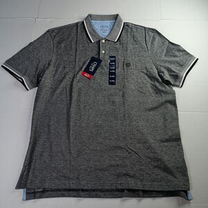 Chaps Birdseye Solid Pique Polo Shirt Men's XL XLarge Gray Black Natural Stretch